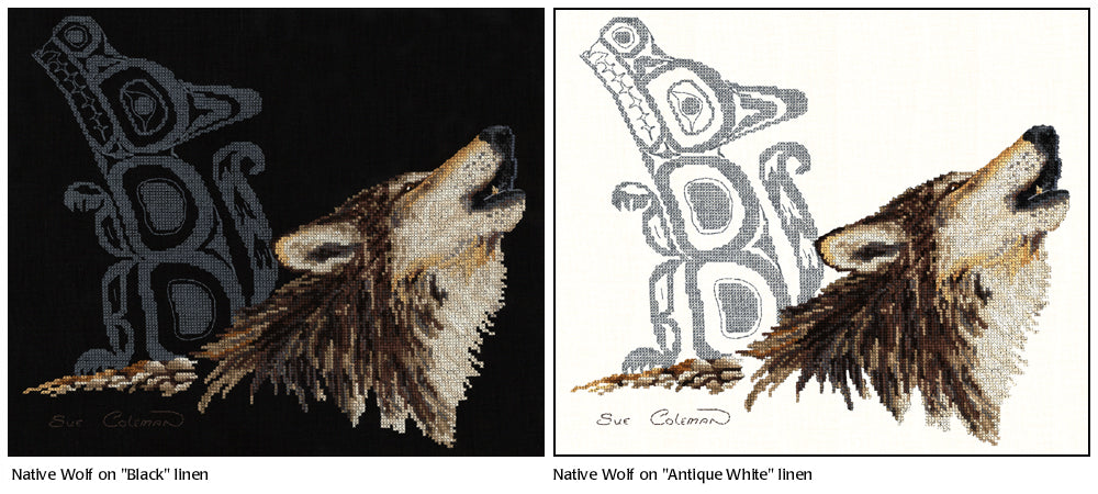 Native Wolf counted cross stitch chart