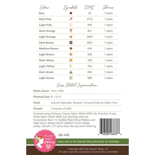 Fall Harvest counted cross stitch pattern