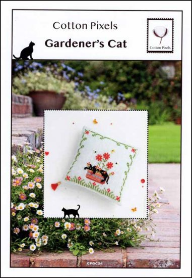 Gardener's Cat counted cross stitch design