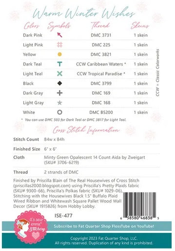 Wintertime counted cross stitch chart