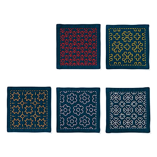Sashiko Cloth Coasters Kit - Navy