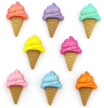 Glitter Ice Cream Cones buttons