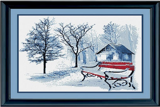 The Red Bench counted cross stitch chart