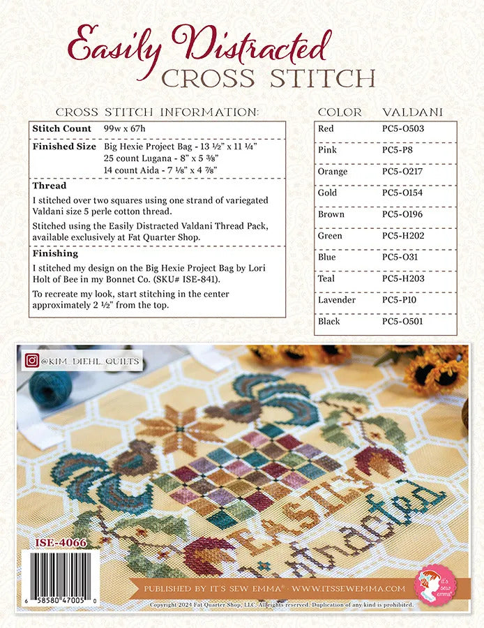 Easily Distracted counted cross stitch chart