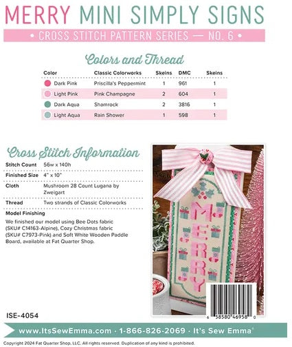 Simply Signs Mini - Merry counted cross stitch chart