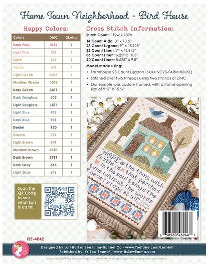 Home Town Neighborhood #5 - Bird House counted cross stitch chart