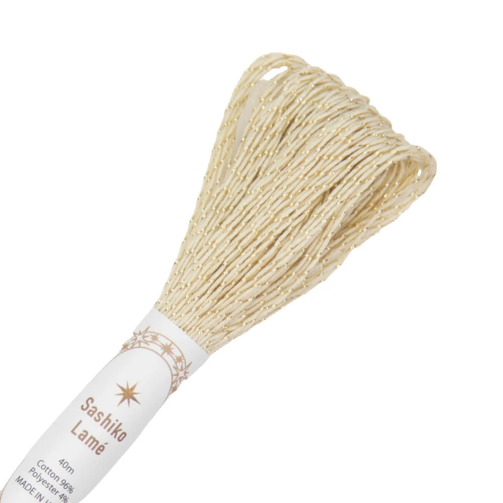 Sashiko Thread SL2 - Ecru with Gold Lamé