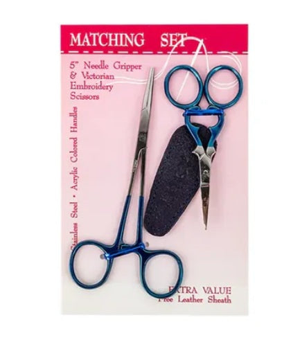 Victorian Scissors & Needle Gripper - Rainbow Titanium