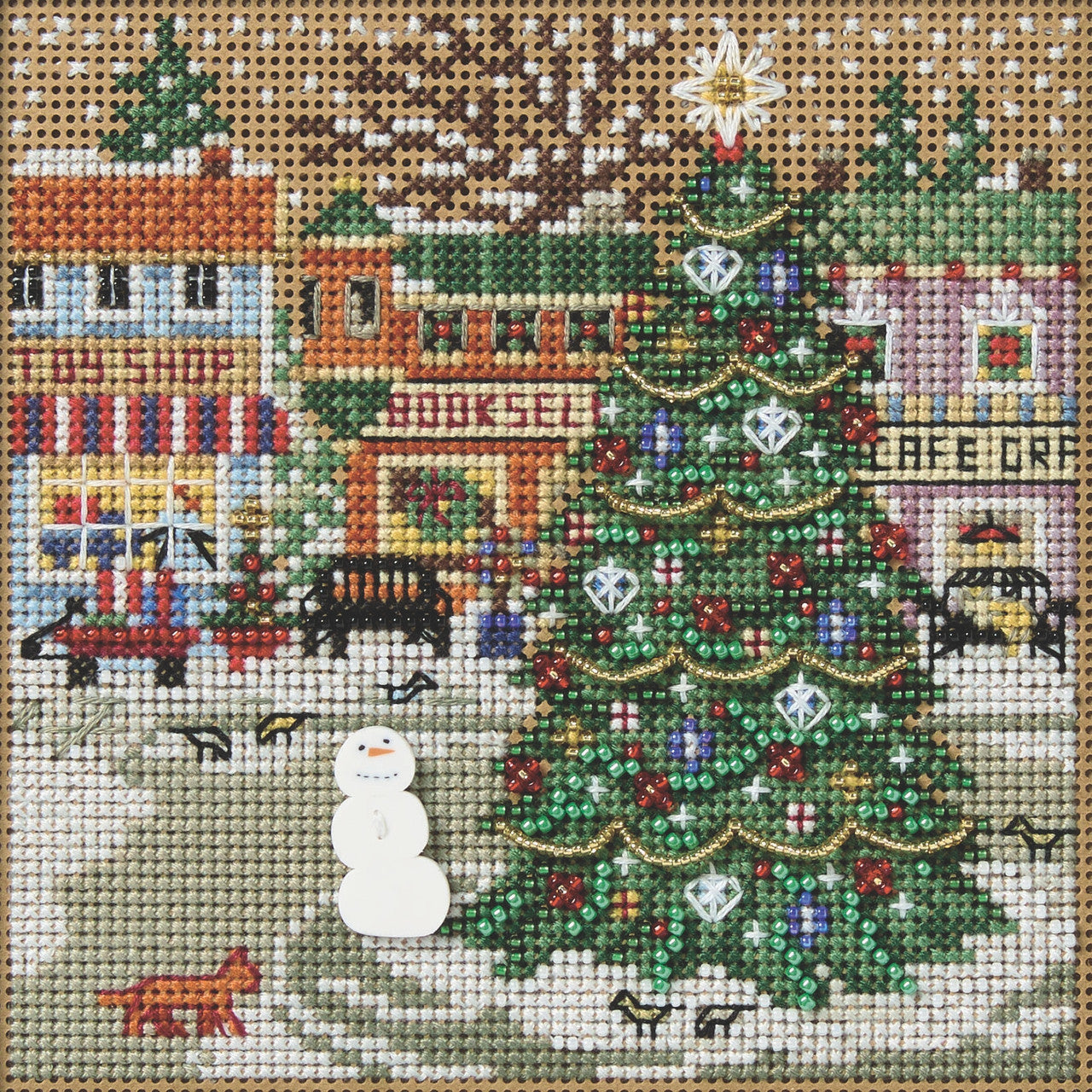 Buttons & Beads - Winter Holiday Square counted cross stitch kit