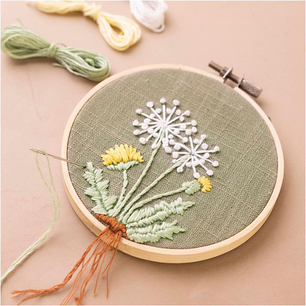 Kit Embroidery Mini Craft Kit Dandelions w Frame
