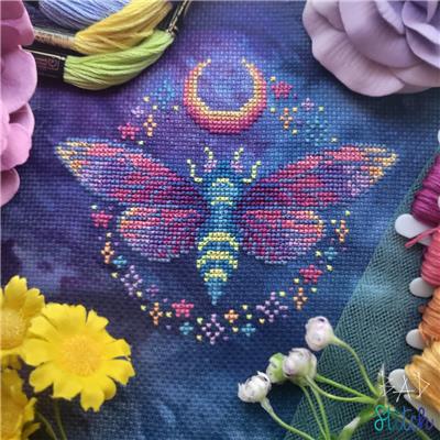 Neon Cicada counted cross stitch chart
