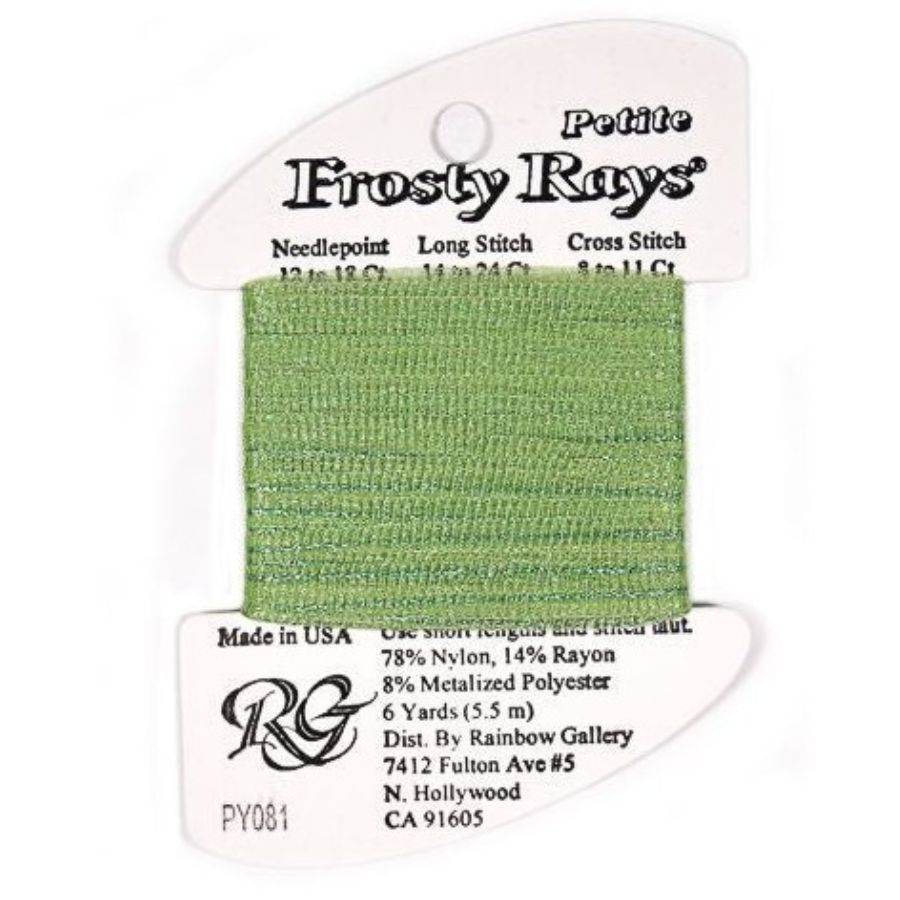 PY081 Grass Green Gloss - Rainbow Gallery Petite Frosty Rays embroidery fibre