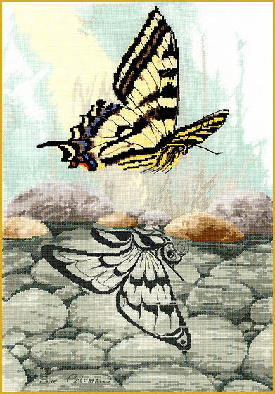 Butterfly Reflection counted cross stitch chart