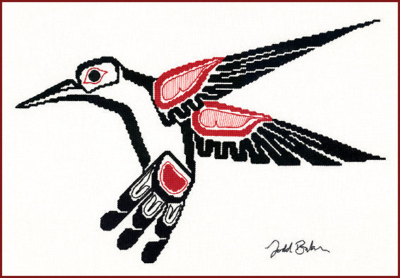 Salish Hummingbird counted cross stitch chart