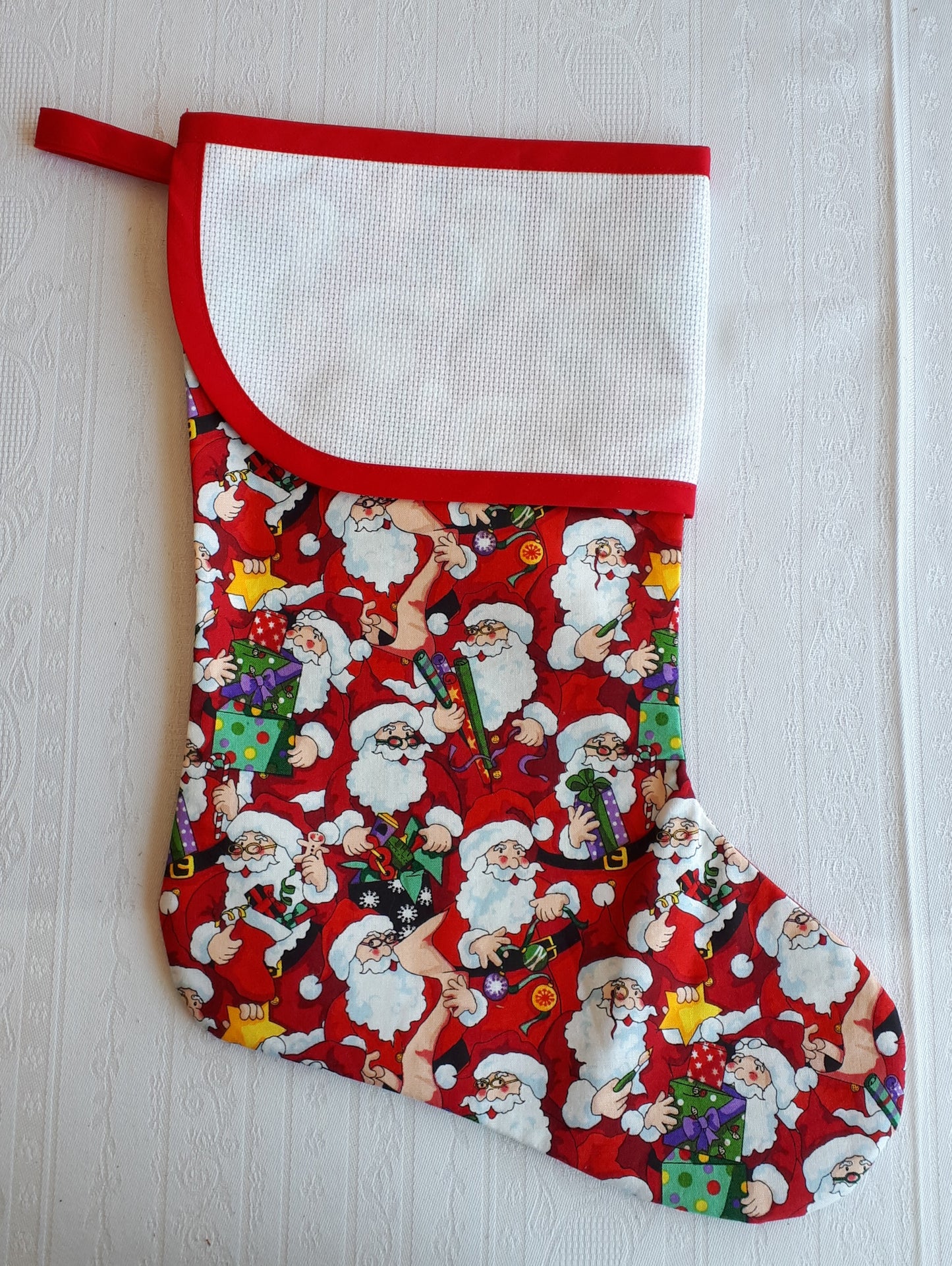Santa - Prefinished stocking with Aida band