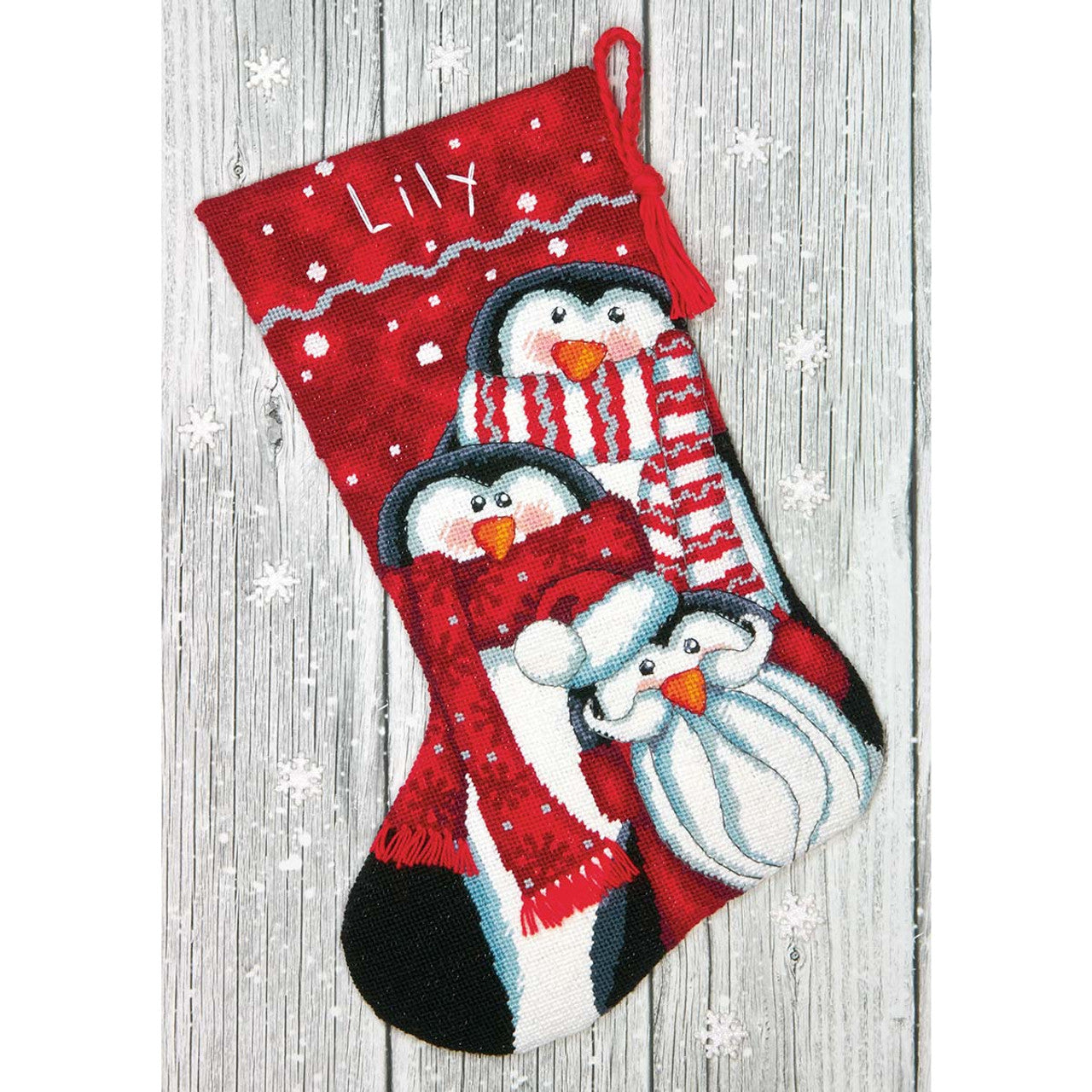 Holiday Penguins Stocking needlepoint kit