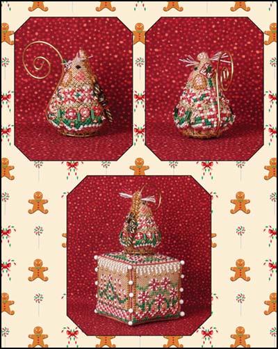 Gingerbread Candy Cane Mouse cross stitch chart