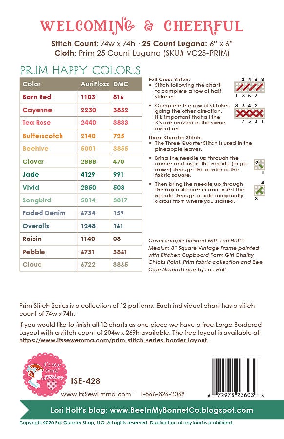 Prim Stitch Series #9 - Welcoming & Cheerful