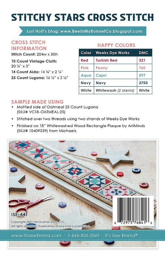 Stitchy Stars counted cross stitch chart
