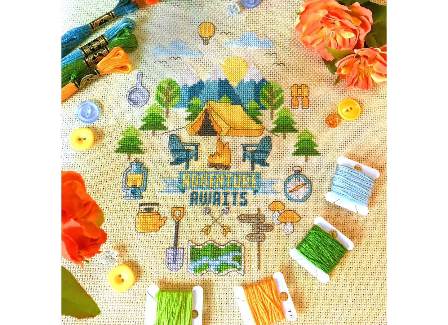 Adventure Awaits cross stitch chart