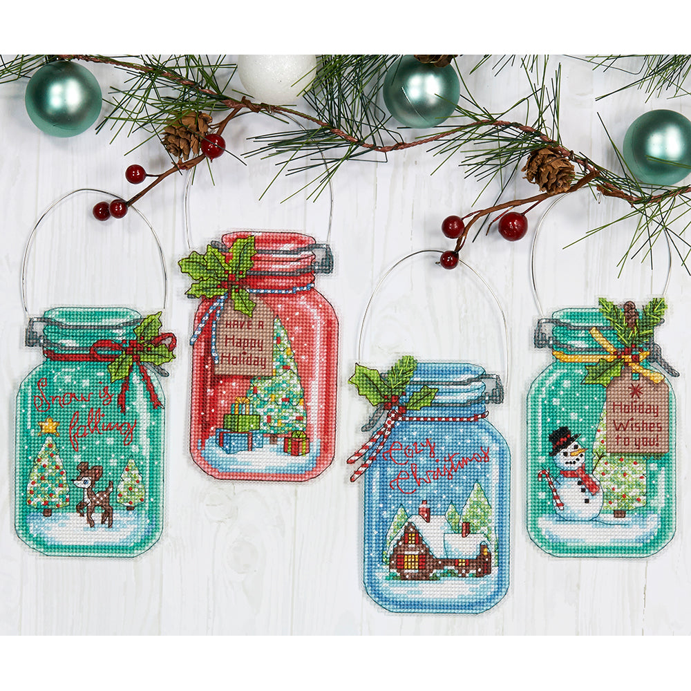 Vintage Jar Ornaments counted cross stitch kit