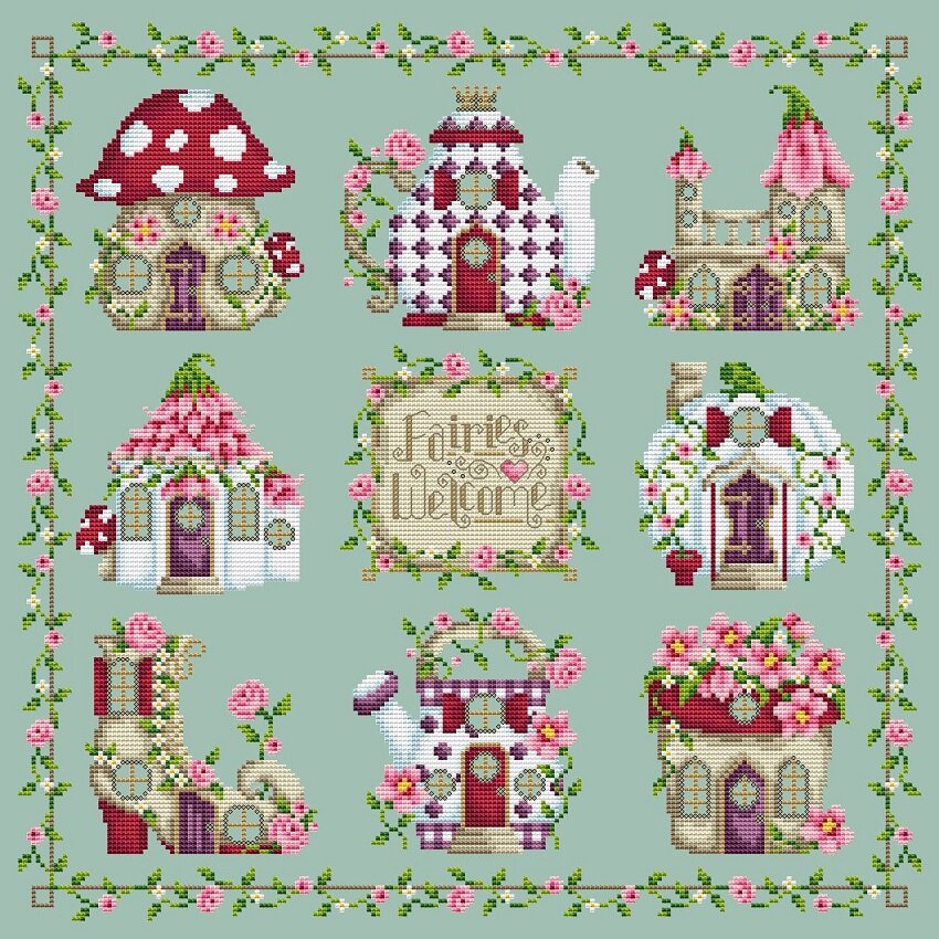 White Pumpkin House counted cross stitch chart