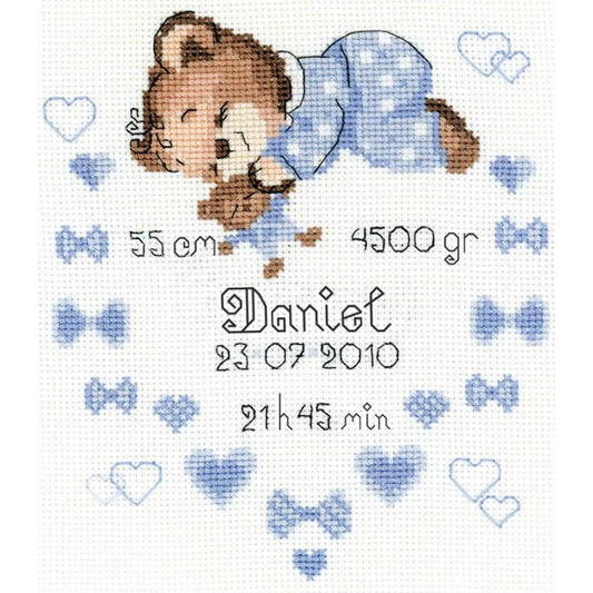 Boys Birth Announcement counted cross stitch kit