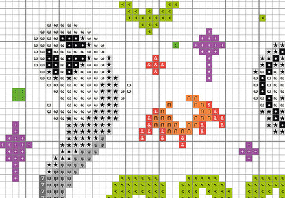 Happy Meowloween counted cross stitch chart