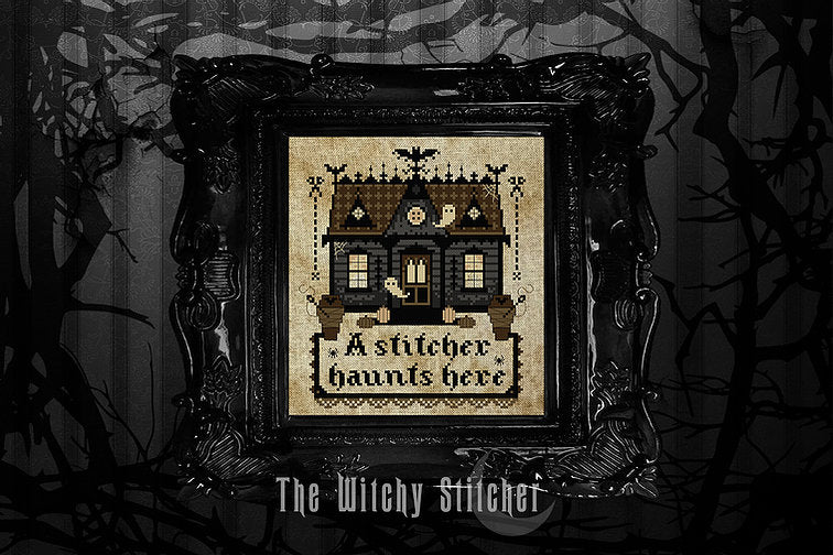 A Stitcher Haunts Here counted cross stitch chart