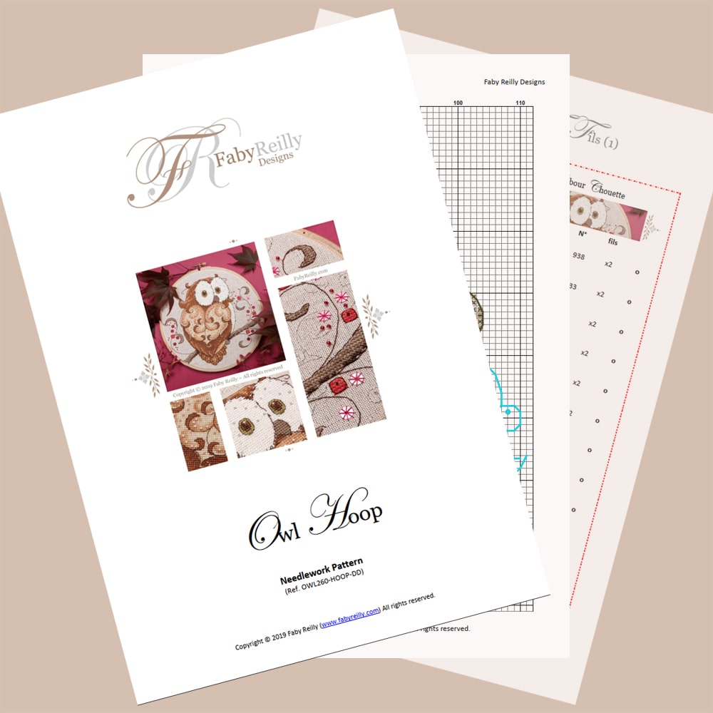 Sparkly Owl Hoop counted cross stitch pattern