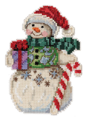 Snowman with Candy Cane counted cross stitch kit