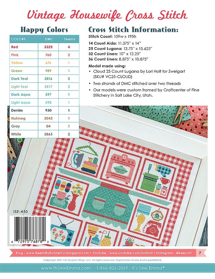 Vintage Housewife counted cross stitch chart