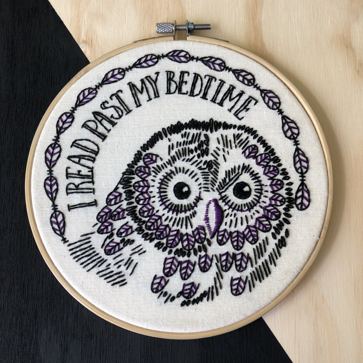 I Read Past My Bedtime embroidery kit