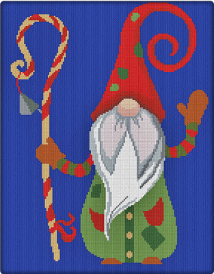 Hello Gnome counted cross stitch chart