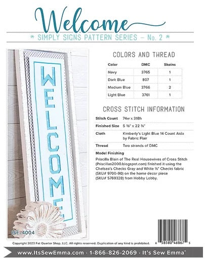 Simply Signs - #2 Welcome counted cross stitch chart