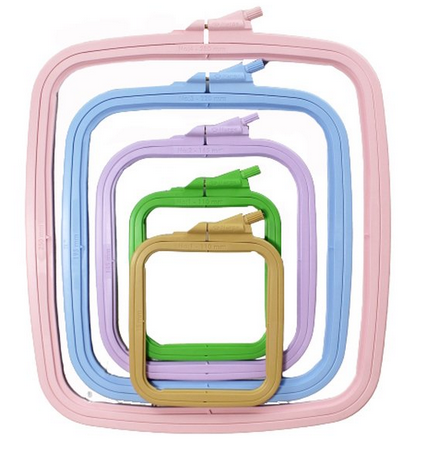 6" x 6.5" Plastic Square Hoop - Pastel Pink