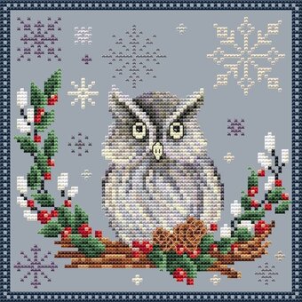 Winter Owl counted cross stitch chart