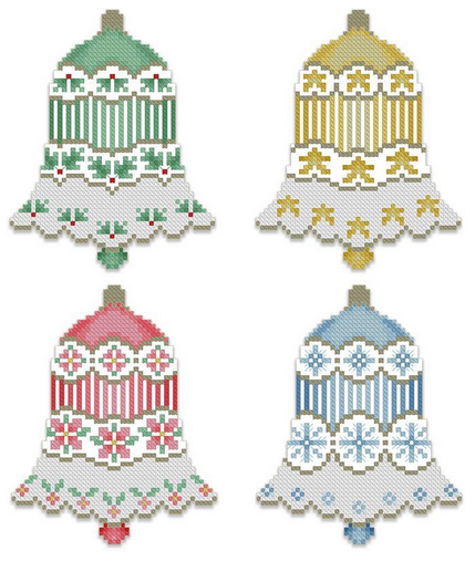 Crazy Christmas Bells Ornament counted cross stitch chart