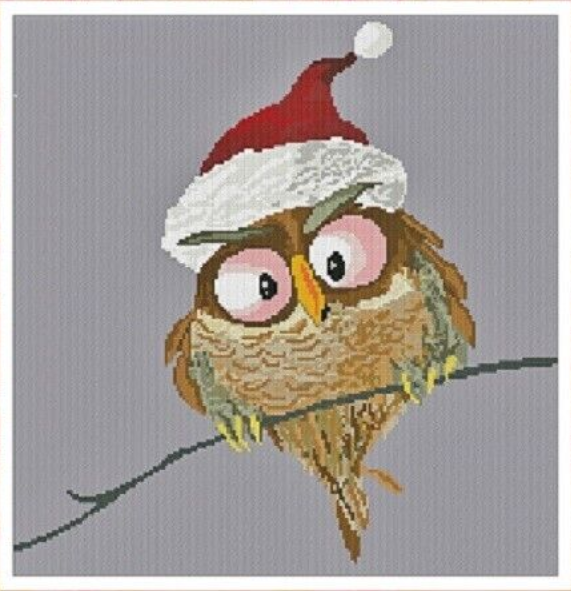 Christmas Owl counted cross stitch chart