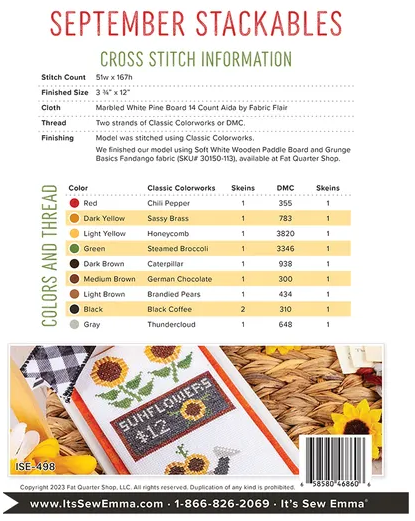 Stackables - September counted cross stitch chart