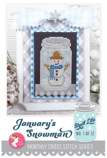 Shelf Life #1 January's Snowman counted cross stitch chart