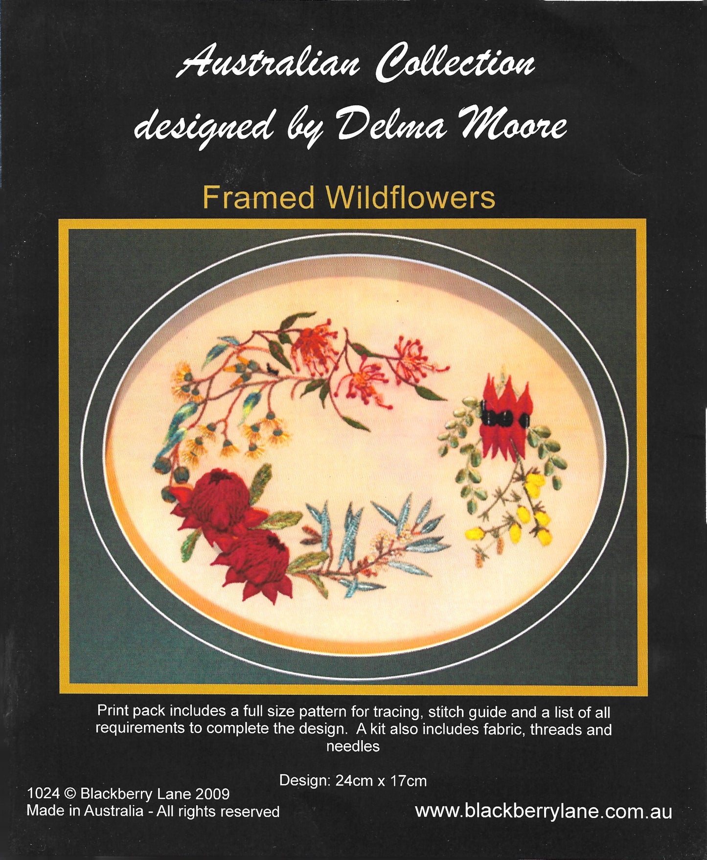 Framed Wildflowers embroidery design