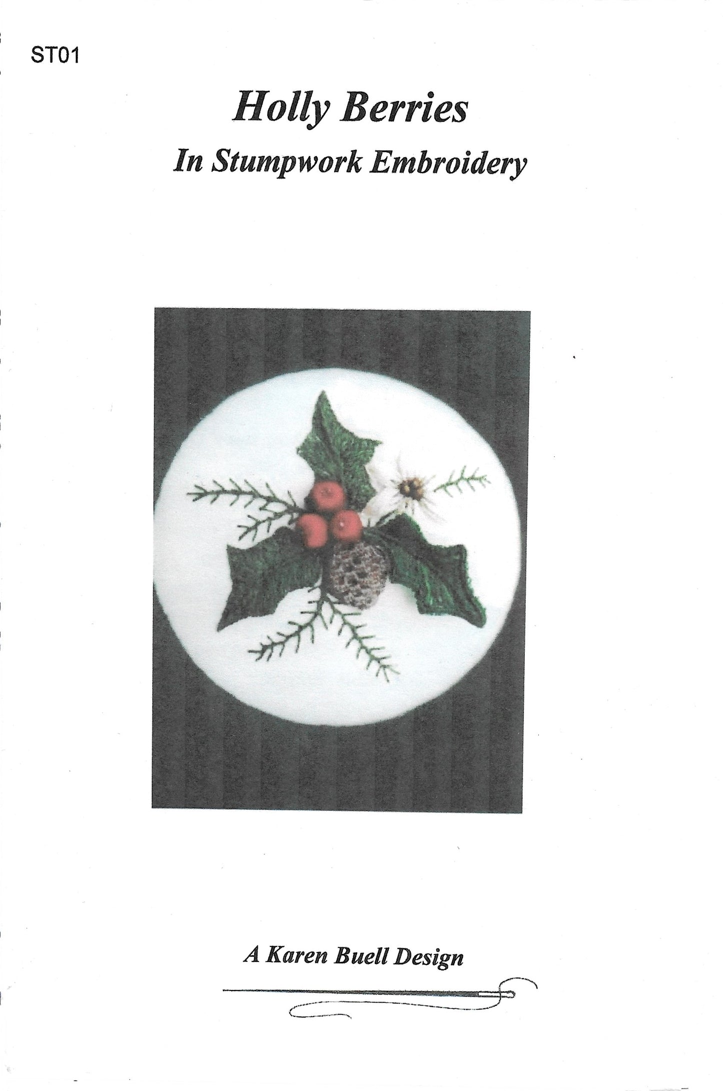 Holly Berries Brazilian embroidery pattern