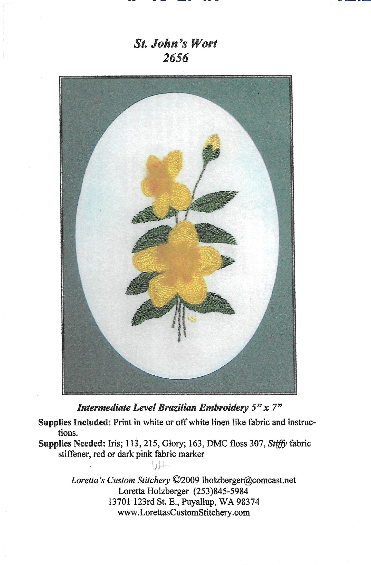 St. John's Wort Brazilian embroidery pattern