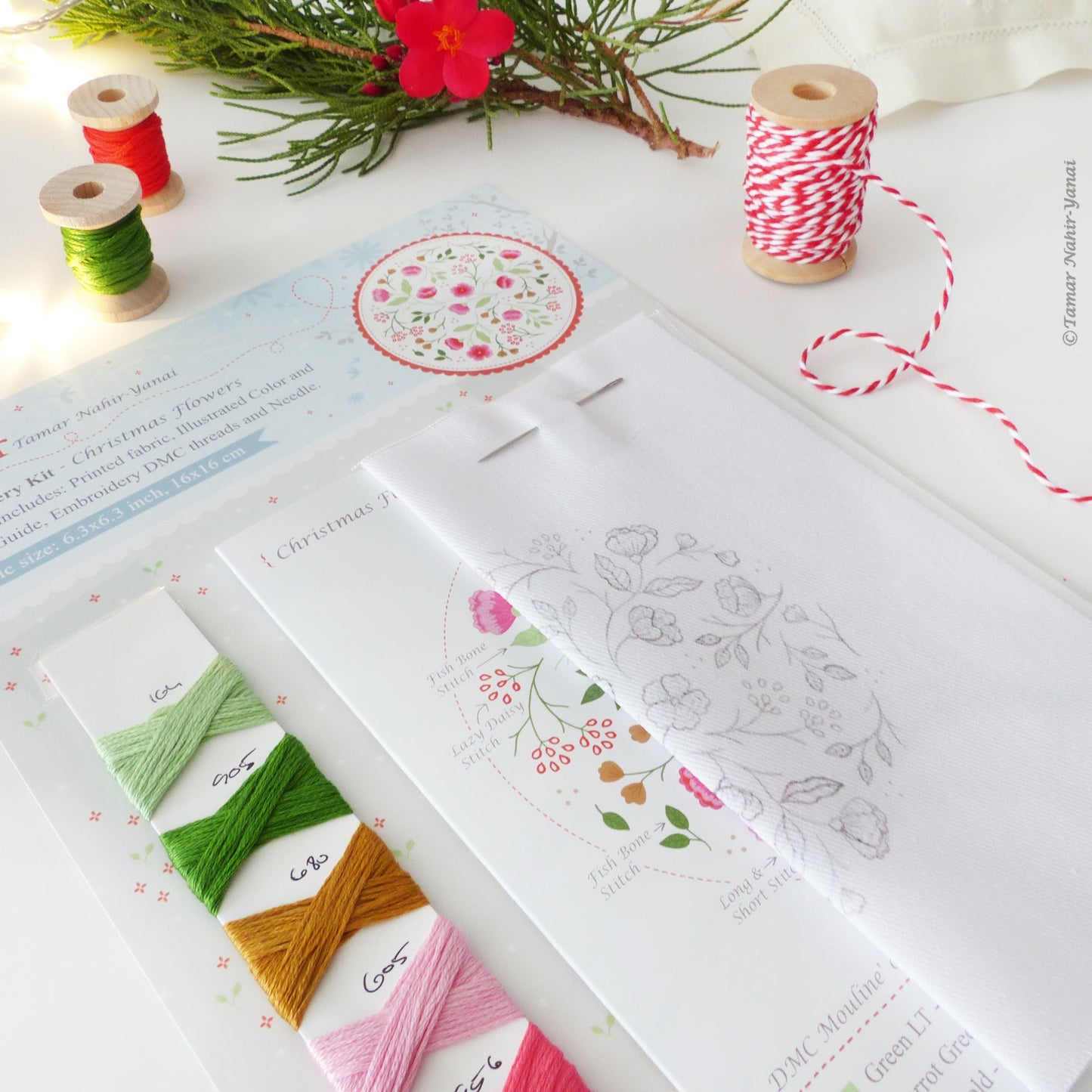 Christmas Flowers Embroidery Kit