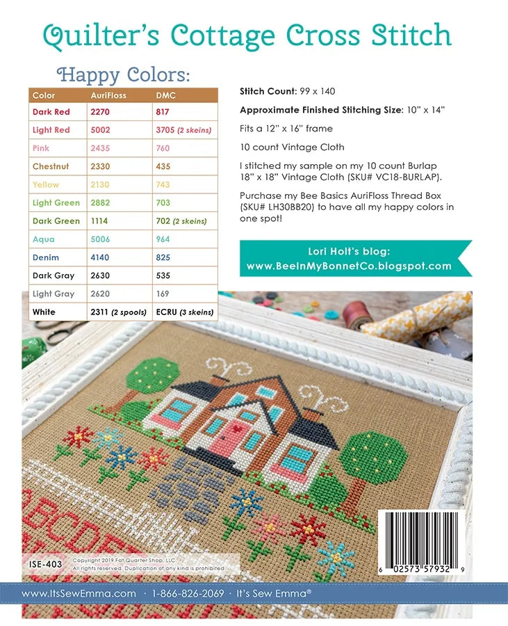 Quilter's Cottage counted cross stitch chart
