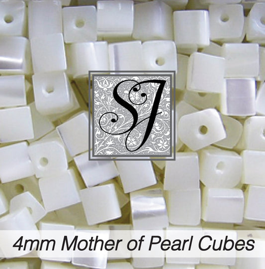 4 mm Mother of Pearl Cube beads