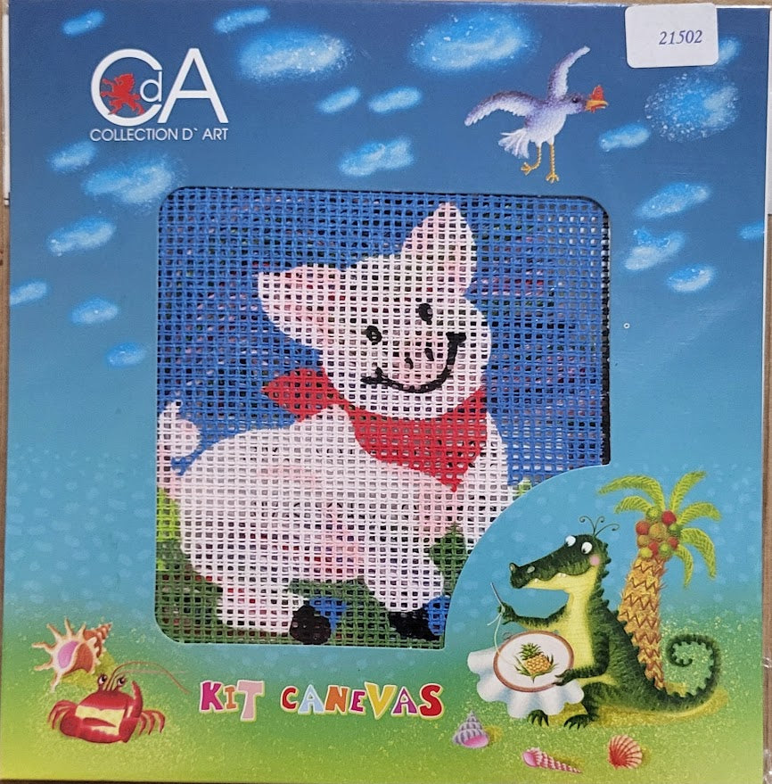 Happy Pig needlepoint kit