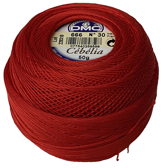 666 Christmas Red -  #30 DMC Cebelia cotton thread