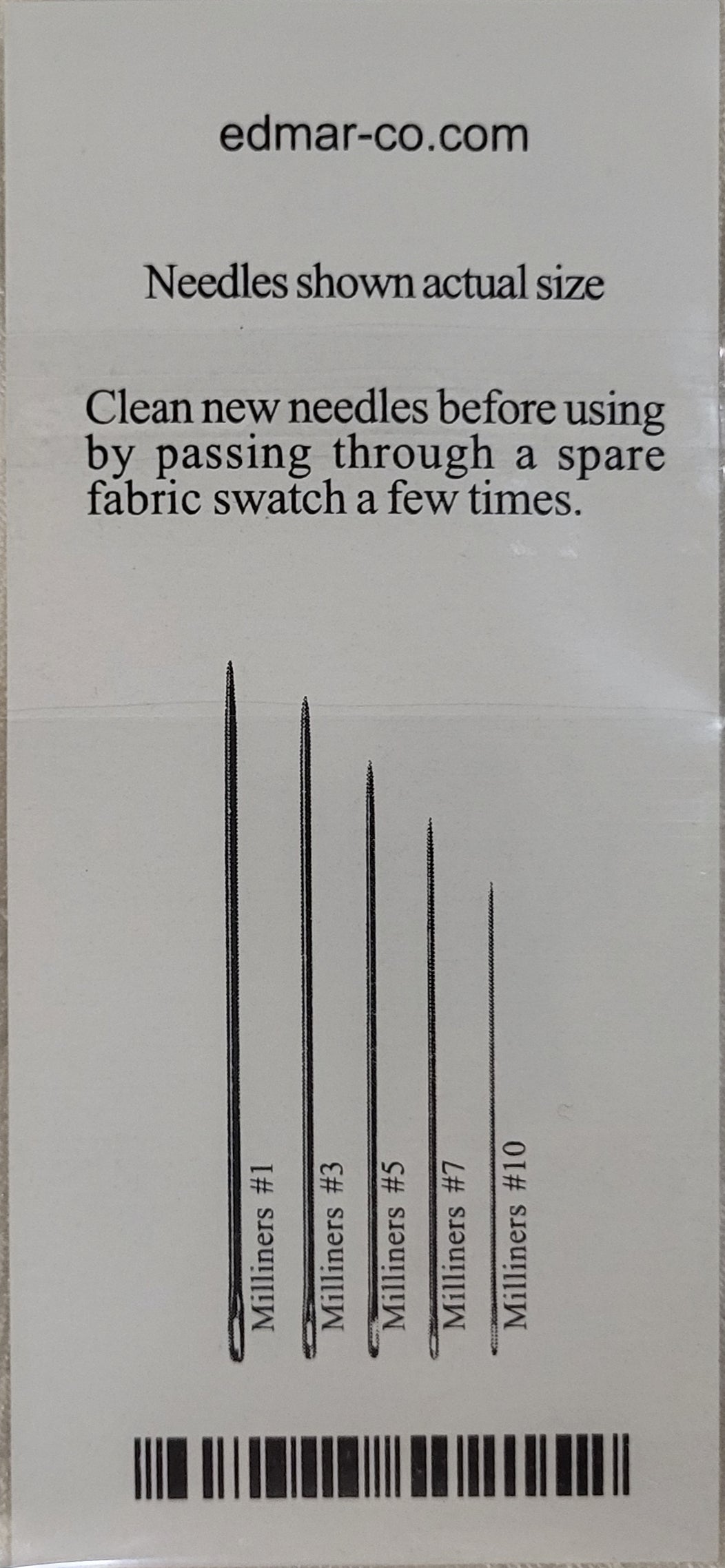 Needle Assortment Milliners #1/10 & Threader